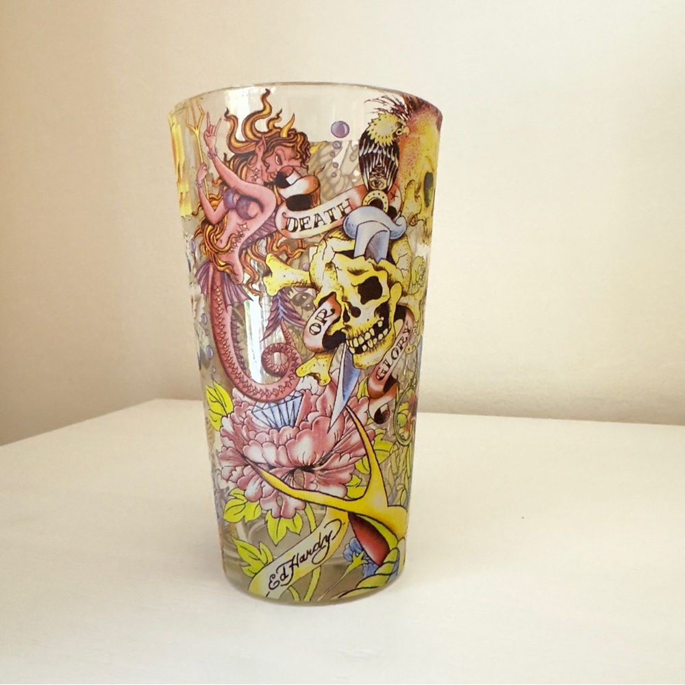 Ed Hardy Love Kills Slowly Glass Tumbler